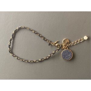 Vintage Druzy Gold Tone Thread Chain Bracelet 7” with 1” Extender Signed